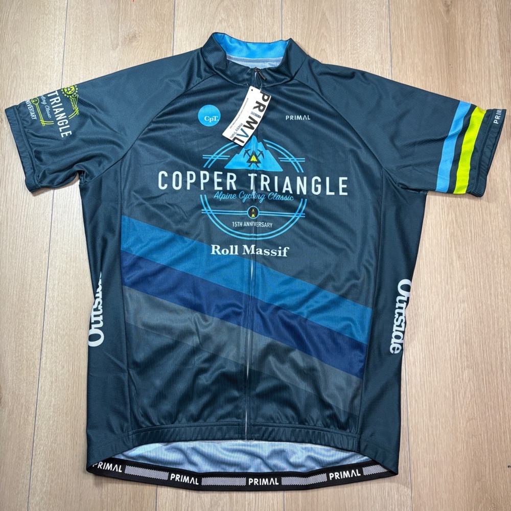 Primal Copper Triangle Alpine Cycling Classic Jersey Full Zip Men Large Teal NWT